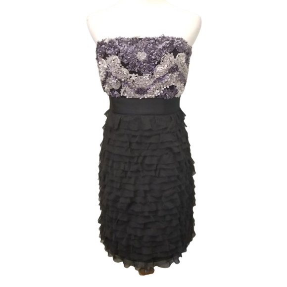 Phoebe Couture floral ruffled tube top dress women's size 6 (274) - Picture 1 of 9
